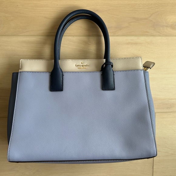 Kate Spade Cameron Satchel Crossbody Purple Blue Cream - Picture 4 of 14
